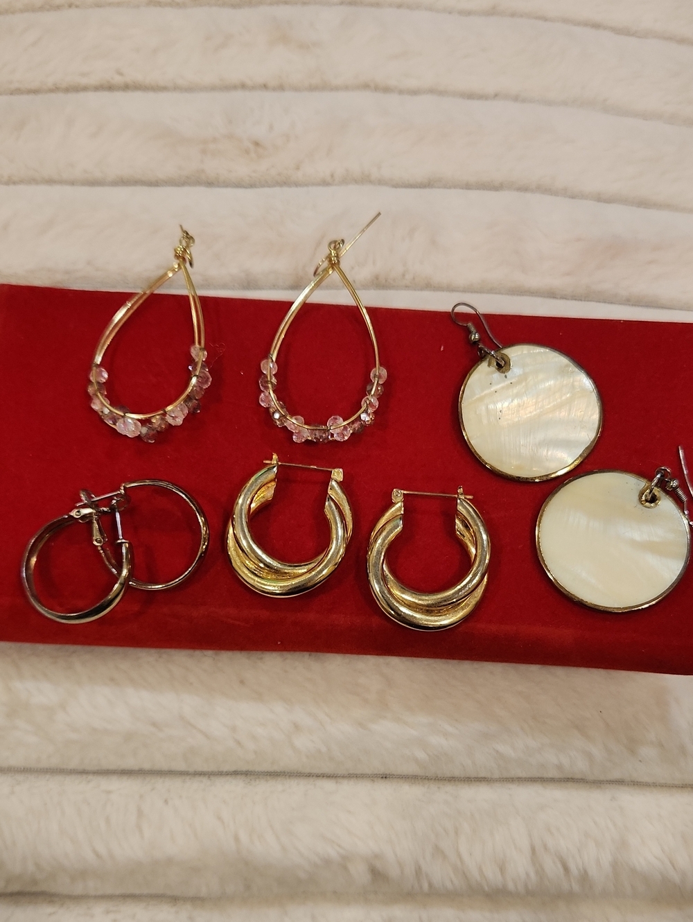 Gold and Pearl Hoop Earring Set - Women Jewelry